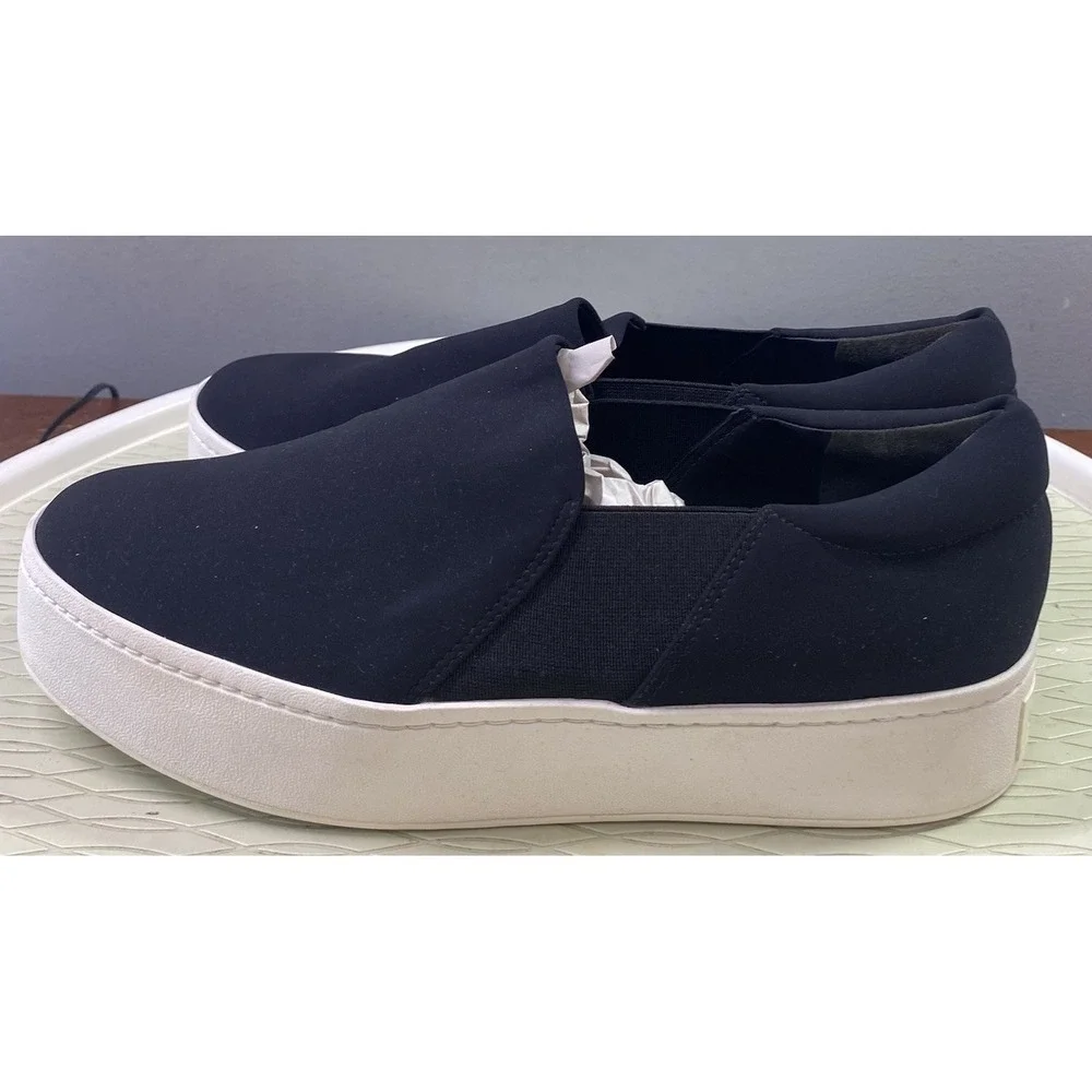 Vince Warren Women's Slip-On Platform Loafer Shoes Black Sneakers 9.5M NEW